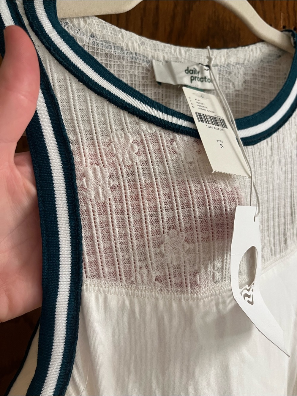 Anthropologie White Maxi Dress with Yellow Piping and Navy Trim s - Picture 3 of 4